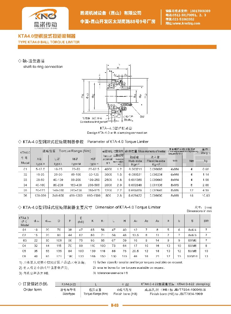 KTA4.0型鋼球式扭矩限制器